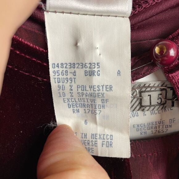 Vintage Glitter Wear Matching Red Velour Cardigan and Formal Dress Size 6 EUC - Picture 4 of 4